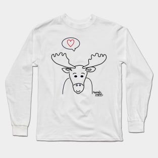 Love moose on pink Long Sleeve T-Shirt
